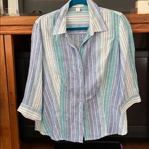 Quarter sleeve linen blouse